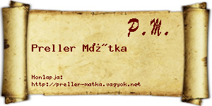 Preller Mátka névjegykártya